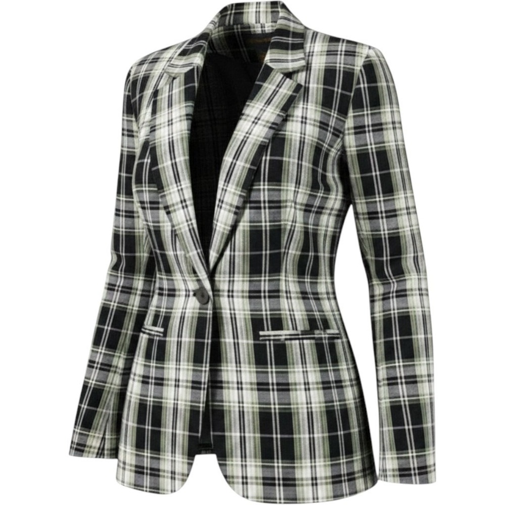 Requirements Women 14 Vintage 90s Plaid Blazer Tartan Linen Blend Dark Academia
